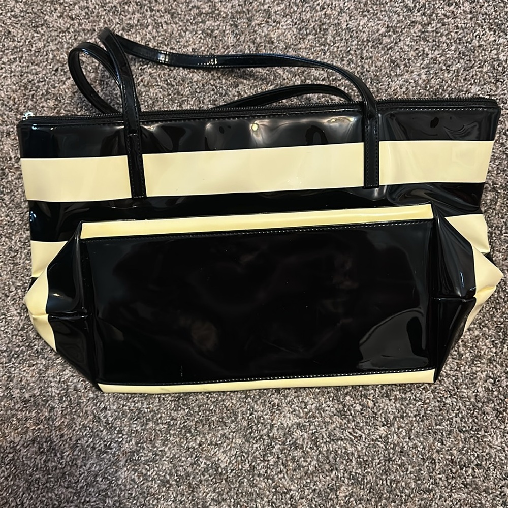 KATE SPADE SOPHIA, Cream to pale yellow & black patent tote bag - Picture 3 of 10